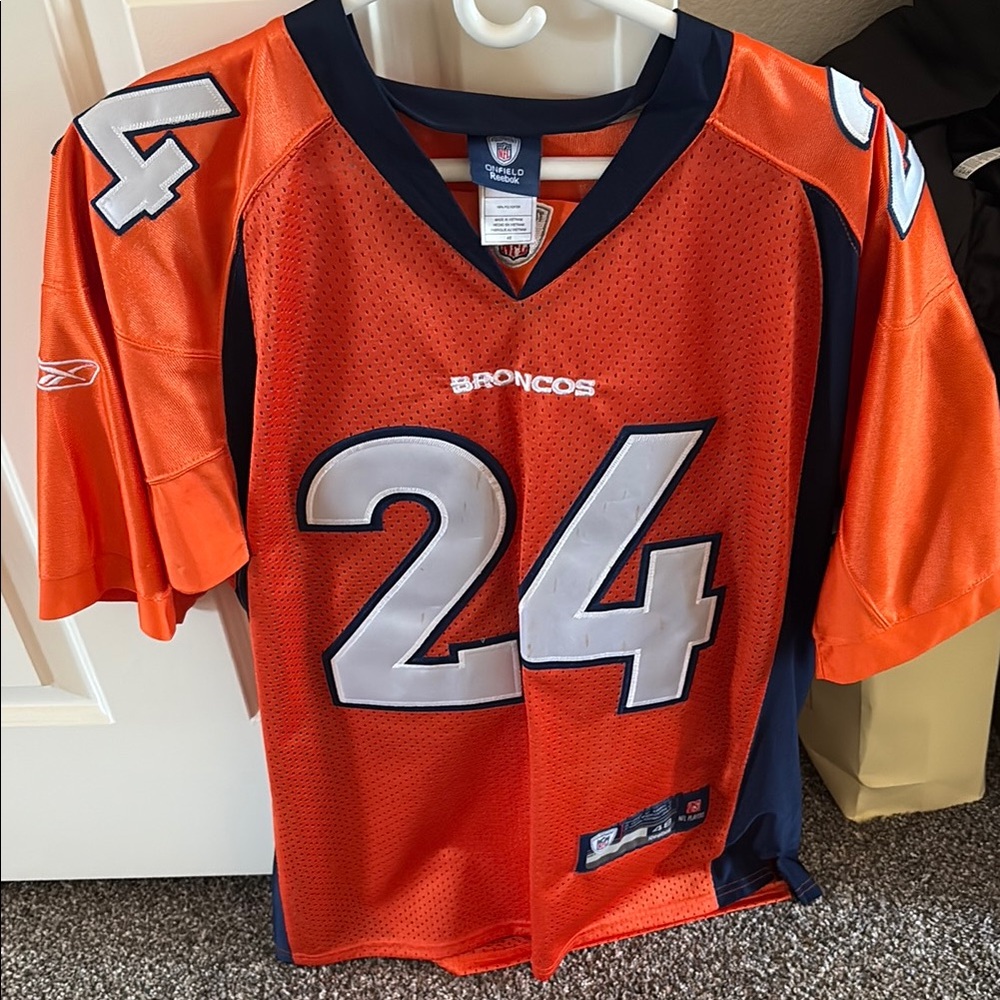 Reebok Orange and Blue Broncos Bailey Sports Jersey